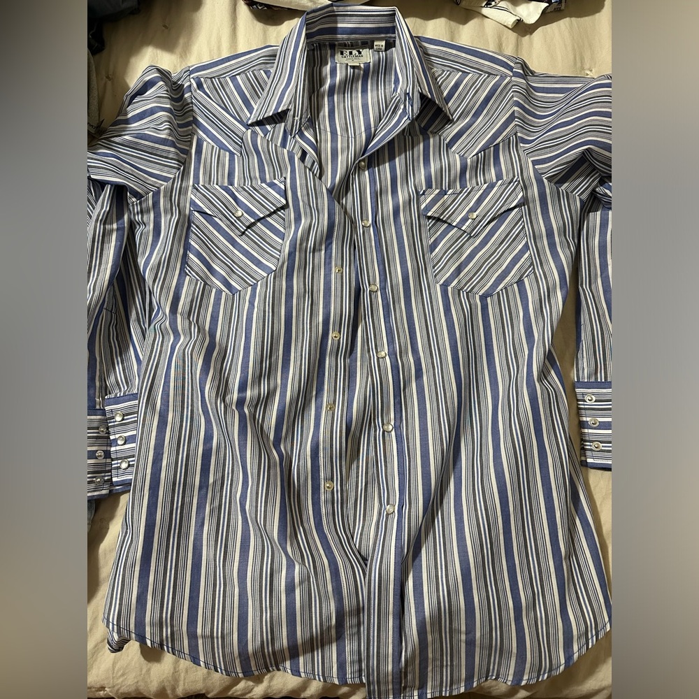 Ely Cattleman striped pearl snap